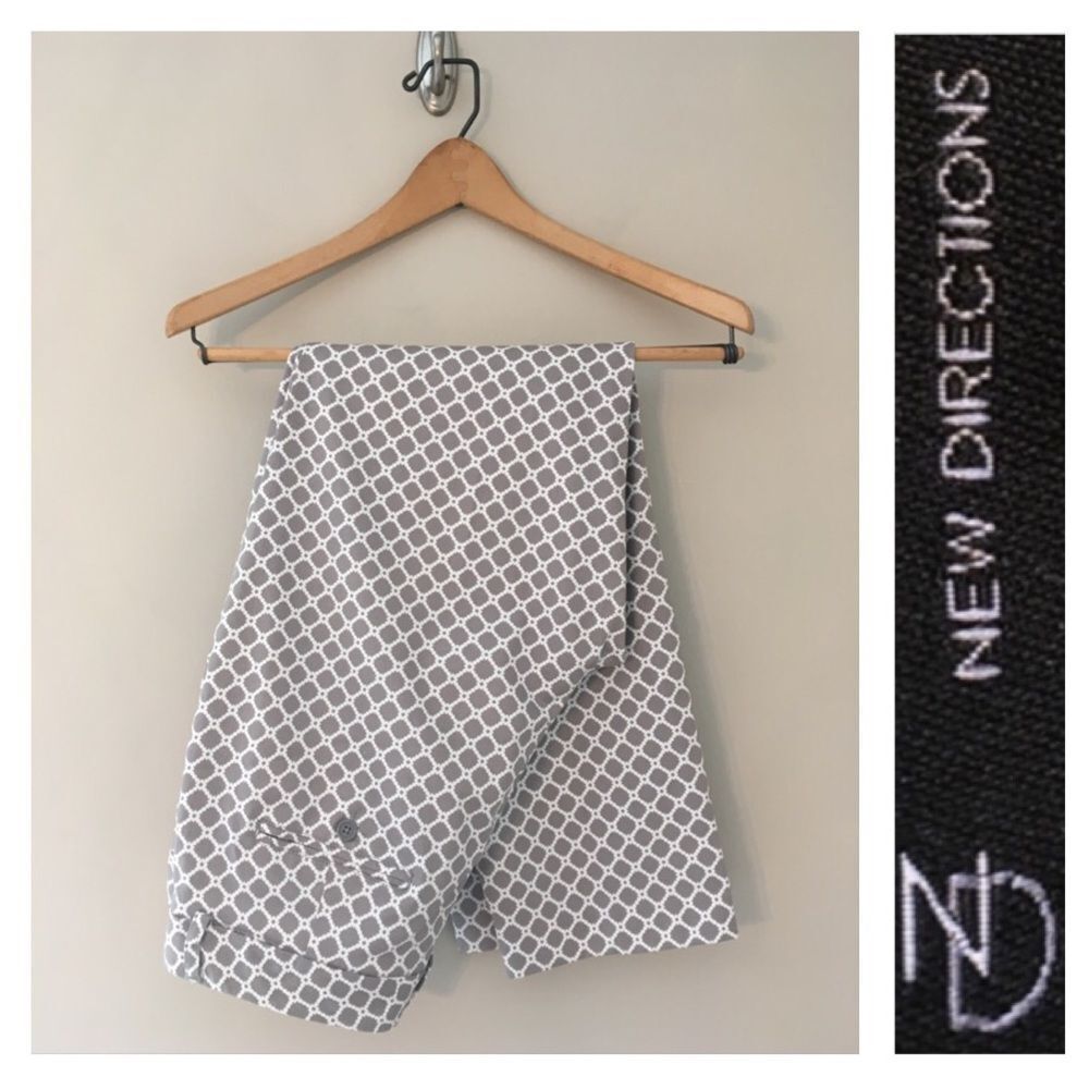 New Direction Grey Trellis Print Ankle Pants 8